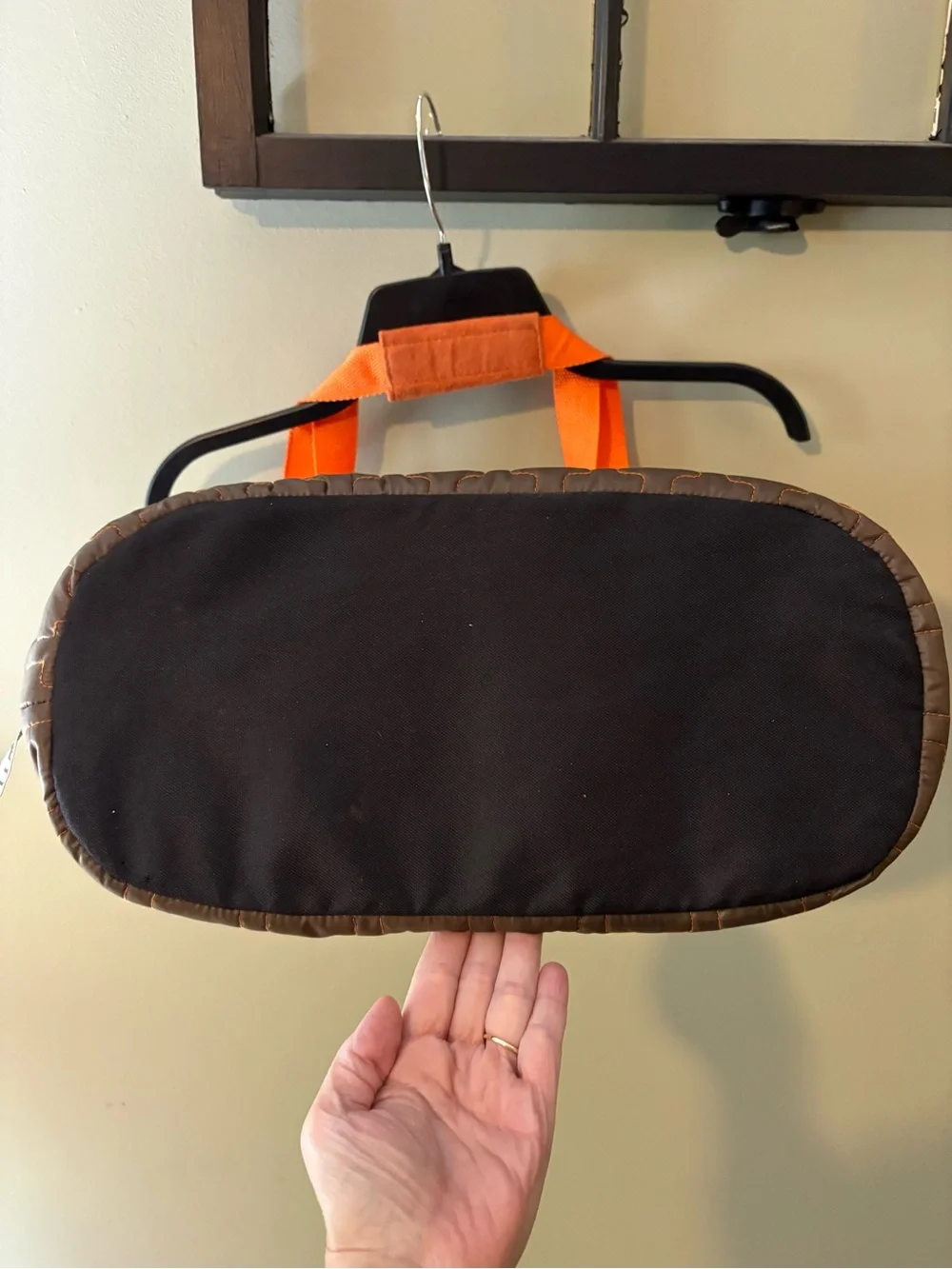 Vintage: Quilted Brown and Orange Dog Carrier Tote with Pink Logo